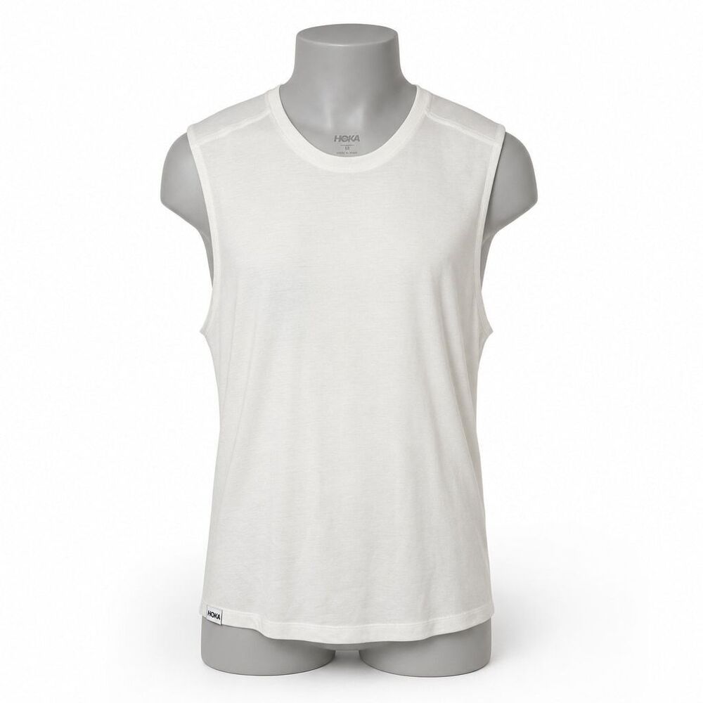 NWT HOKA White GlideTech Sleeveless Activewear Tank Top Unisex M